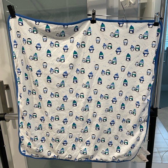 Vintage Gymboree Blue and White Newborn Essentials Penguin Blanket NWT